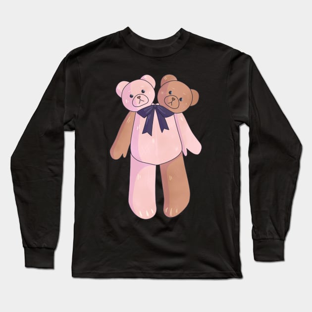 Two Headed Teddy Bear Long Sleeve T-Shirt by novembersgirl